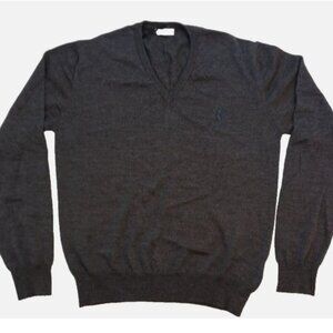 Versace Collection 100% Wool V-Neck Sweater Pullover Men's Size L Dark Grey New